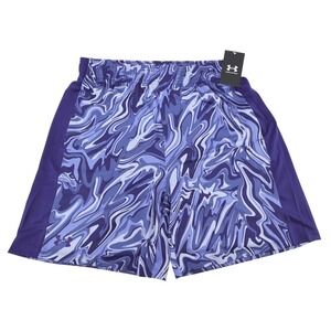 NEW Under Armour Mens Train Stretch 2.0 Printed Shorts Purple Marble Swirl Large